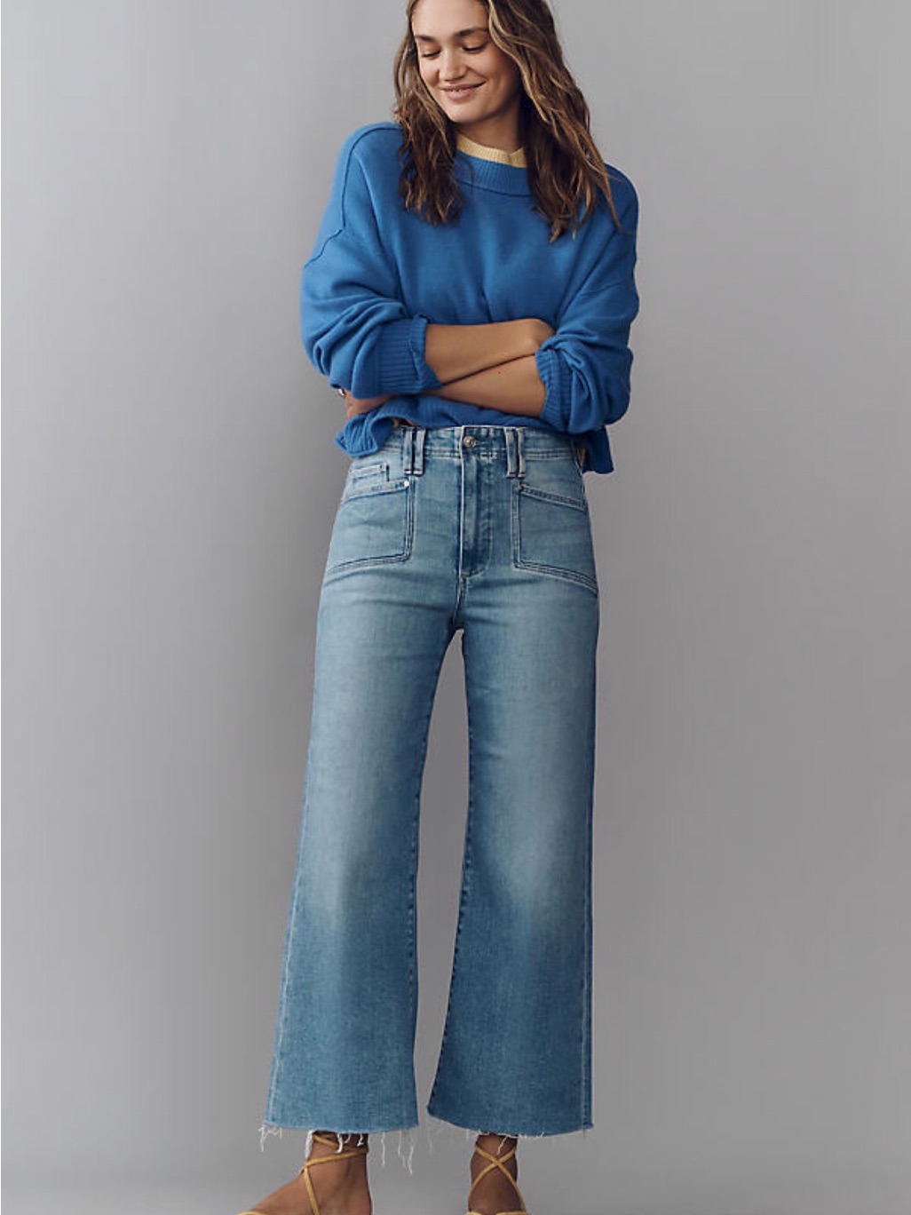 Paige Mid Wash High-Rise Wide-Leg Jeans